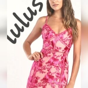 Lulus Pink Lace dress New XL